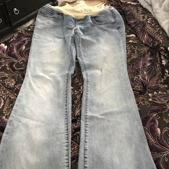 ❌Sold❌ Indigo blue maternity flares size medium - Picture 2 of 4